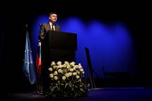 26. 1. 2022, Murska Sobota – Predsednik Republike Slovenije Borut Pahor se je na predvečer mednarodnega dneva spomina na žrtve holokavsta danes udeležil osrednje spominske slovesnosti ob mednarodnem dnevu spomina na žrtve holokavsta (Daniel Novakovič/STA)